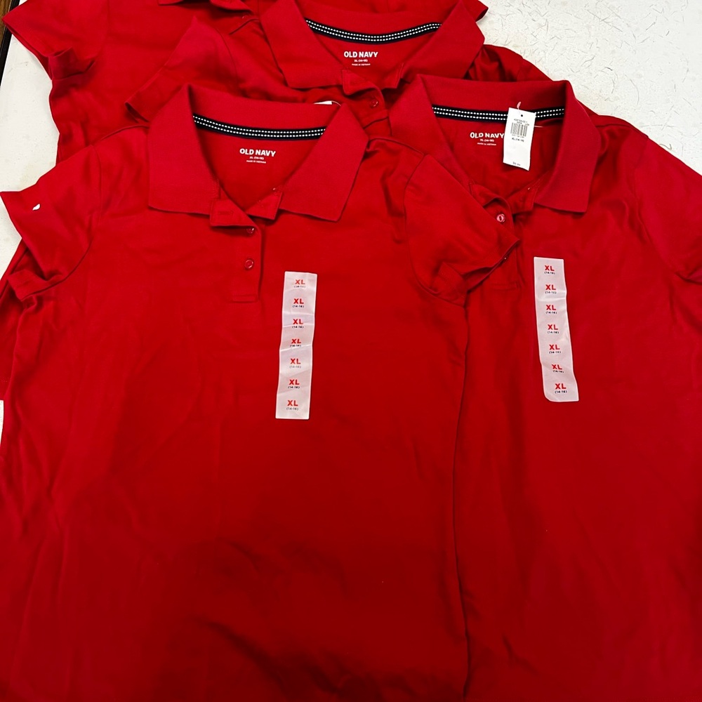 Lot of 4 new with tags Old Navy Red Polo Shirt school uniform girls